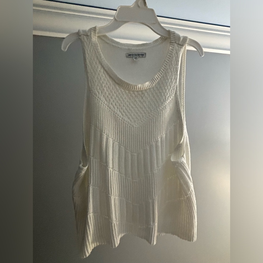 American Eagle Outfitters Cream Ribbed Sleeveless Tank